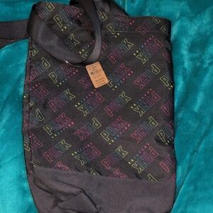 Large Pink Multicolor Black Tote Bag NWT